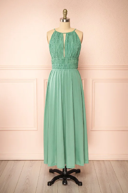 Special Discounts Inside!Dovie Mint | Midi Dress w/ Pleated Bodice