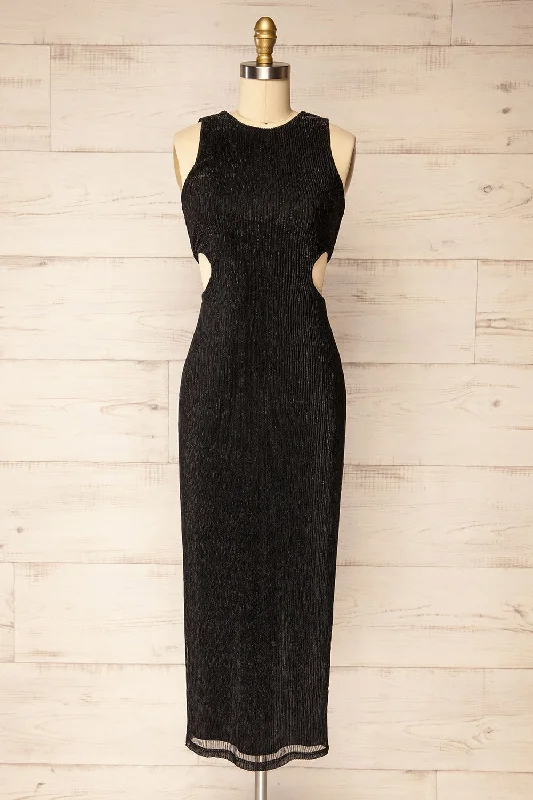 Grab Yours Before It’s Too Late!Pezenas Black | Midi Dress w/ Metallic Threads