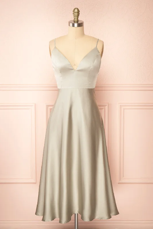 Upgrade for Less!Prudence Sage | Tie-Back Midi Dress
