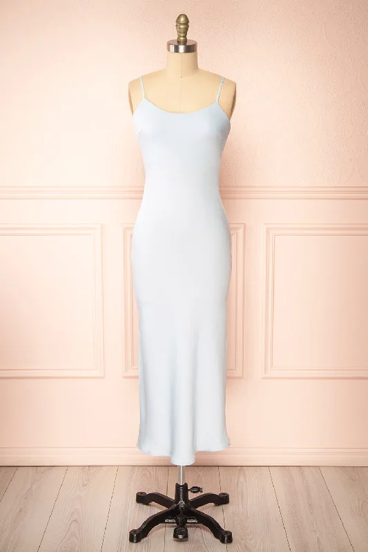 One Day Only – Huge Savings!Rebby Blue | Silky Fitted Midi Dress