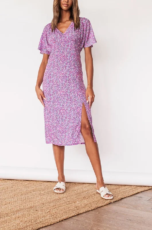 Your Dream Deal is Here!Split Floral | Colourful Midi Dress w/ Slit