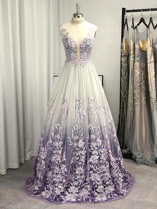 Unmissable Offers Await!A-Line/Princess V-neck Tulle Applique Sleeveless Floor-Length prom dress cg19899 Unmissable Offers Await!A-Line/Princess V-neck Tulle Applique Sleeveless Floor-Length prom dress cg19899