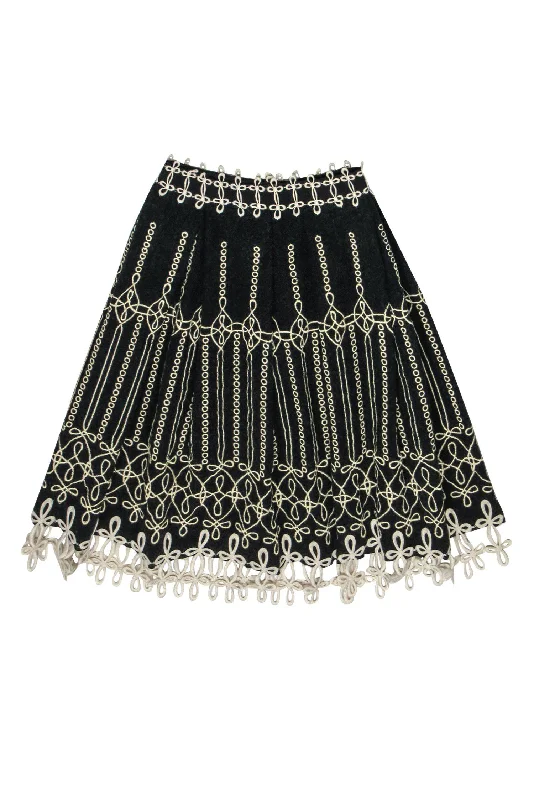 Find Your Perfect Deal Today!Anna Sui - Dark Gray Wool Blend Pleated Skirt w/ Embroidery Sz 2 Find Your Perfect Deal Today!Anna Sui - Dark Gray Wool Blend Pleated Skirt w/ Embroidery Sz 2