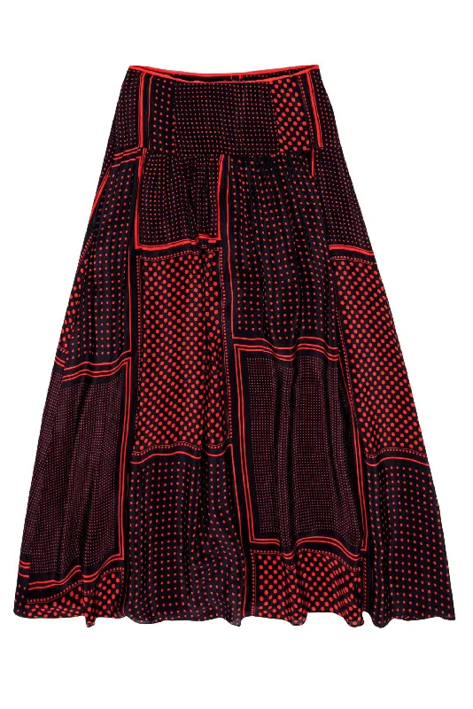 Massive Price Cuts!Maeve - Navy & Red Graphic Polka Dot Maxi Skirt Sz 8