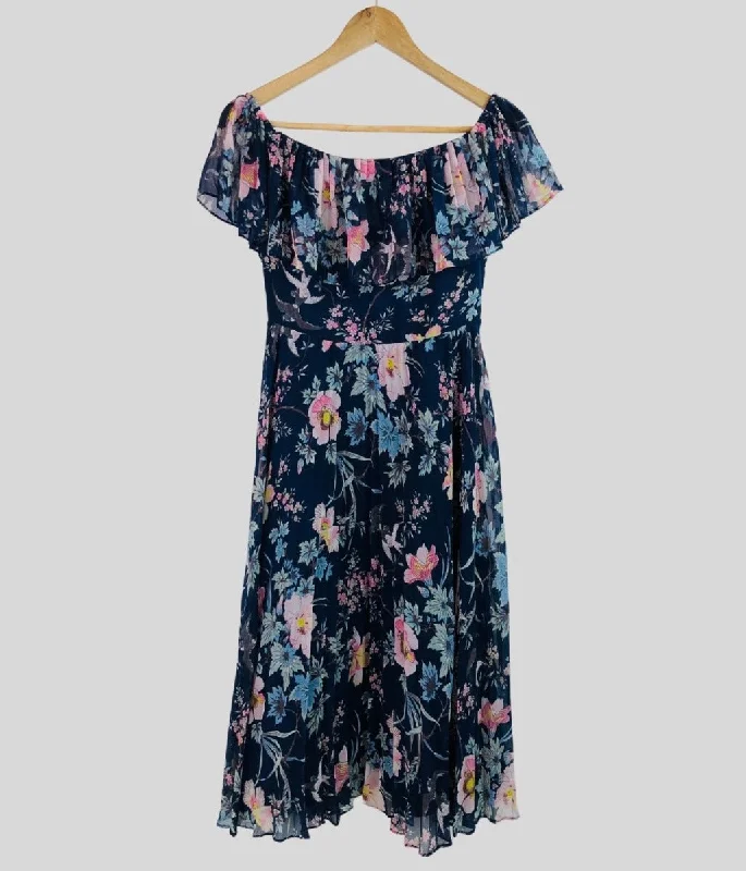Today Only – Don’t Miss It!Blue Chiffon Bird Midi Dress 6