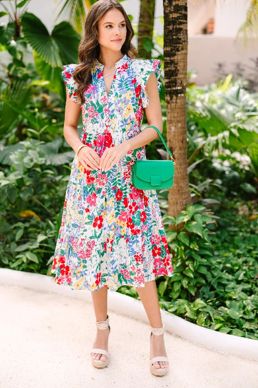 Price Drops You’ll Love!Bright Days Ahead White Floral Midi Dress