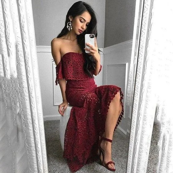 Your Wallet Will Thank You!Burgundy Lace Mermaid Prom Dress , Charming Prom Dress cg19841 Your Wallet Will Thank You!Burgundy Lace Mermaid Prom Dress , Charming Prom Dress cg19841