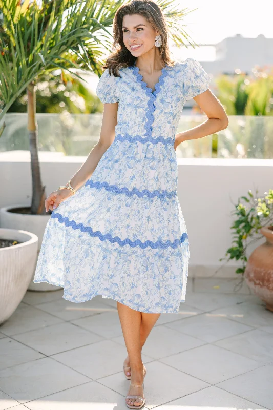 Incredible Savings Inside!Call On Me Blue Floral Midi Dress