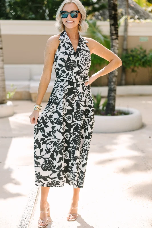 Amazing Prices You Can’t Resist!Can't Forget You Black Floral Midi Dress