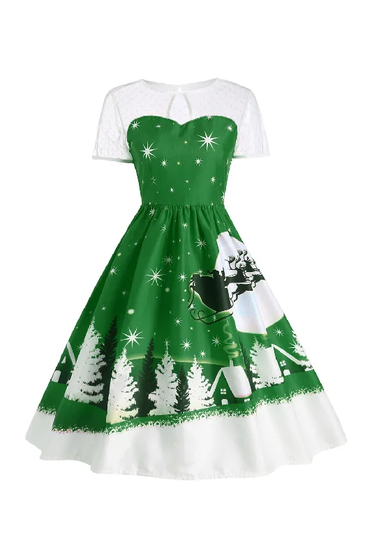 Buy More, Pay Less!Christmas Snowflake Red Vintage Print Dress