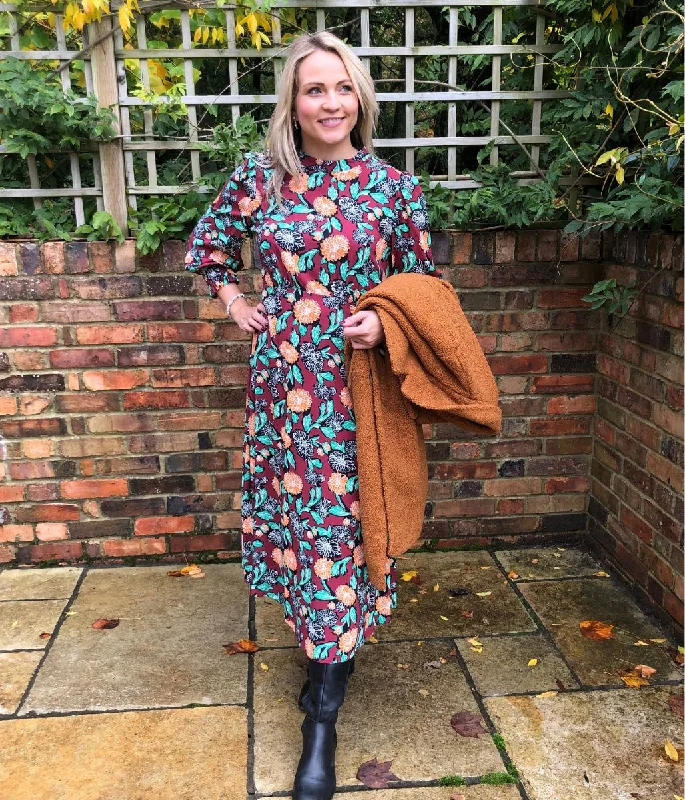 Hurry! While Supplies Last!Niko Marigold Print Midi Dress