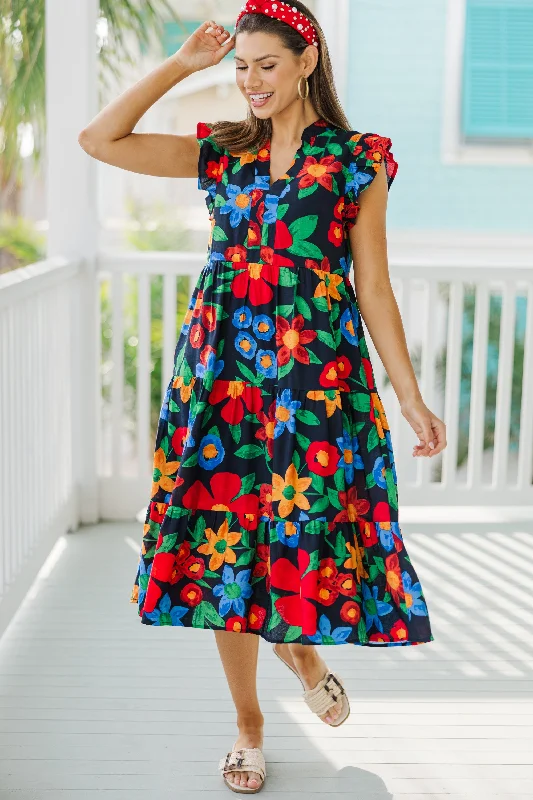 Savings You Can’t Ignore!Created Beauty Navy Blue Floral Midi Dress