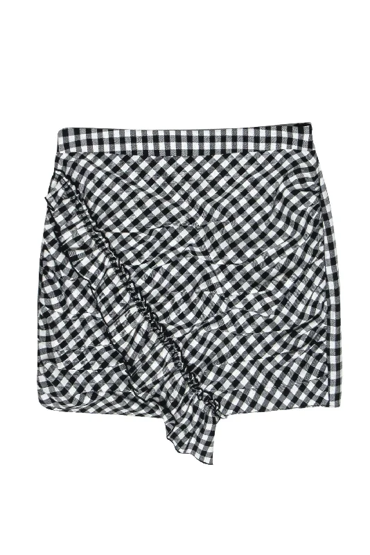 The Best Sale of the Year!Derek Lam 10 Crosby - Black & White Gingham Print Ruched Ruffle Miniskirt Sz 4 The Best Sale of the Year!Derek Lam 10 Crosby - Black & White Gingham Print Ruched Ruffle Miniskirt Sz 4