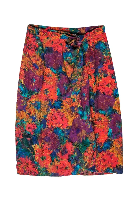 Hottest Discounts of the Year!Doncaster - Multicolor Floral Print Faux Wrap Skirt Sz 10