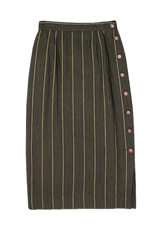 The Sale You’ve Been Waiting For!Doncaster - Olive Green Striped Midi Skirt w/ Side Buttons Sz 8 The Sale You’ve Been Waiting For!Doncaster - Olive Green Striped Midi Skirt w/ Side Buttons Sz 8