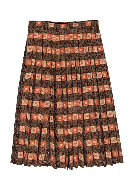 Get the Best for Less!Doncaster - Brown, Black & Orange Bohemian Print Pleated Midi Skirt Sz 14 Get the Best for Less!Doncaster - Brown, Black & Orange Bohemian Print Pleated Midi Skirt Sz 14