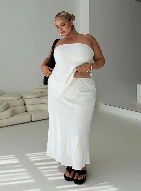 Your Best Deals Are Here!Ermias Linen Blend Midi Skirt White Curve