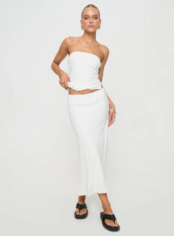Shop Early, Save Big!Ermias Linen Blend Midi Skirt White