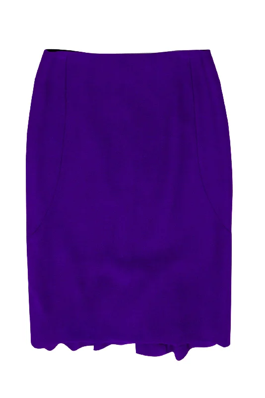 Your Wallet Will Thank You!Escada - Purple "Resas" Wool Pencil Skirt w/ Back Flounce Sz 4