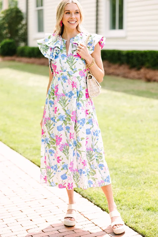 Don’t Wait – Deals Won’t Last!Feeling So Sweet White Floral Midi Dress