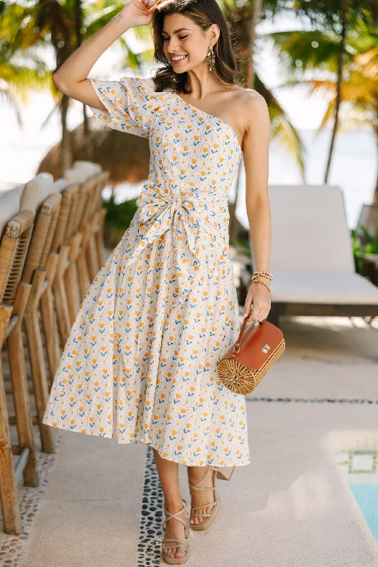 Limited Edition, Limited Price!From The Top Yellow Polka Dot Midi Dress