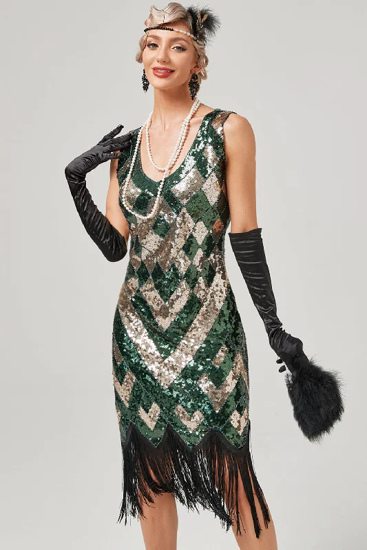 Limited Edition, Limited Price!Green Scoop Neck Sleeveless Flapper Dress With Fringes Limited Edition, Limited Price!Green Scoop Neck Sleeveless Flapper Dress With Fringes