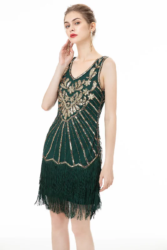 Your Favorite Items on Sale Now!Green Sequin Fringes 1920s Dress