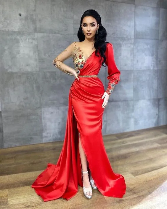 Limited Edition, Limited Price!HIGH QUALITY SATIN LONG SLEEVES MERMAID EVENING GOWNS PROM DRESS cg19797 Limited Edition, Limited Price!HIGH QUALITY SATIN LONG SLEEVES MERMAID EVENING GOWNS PROM DRESS cg19797