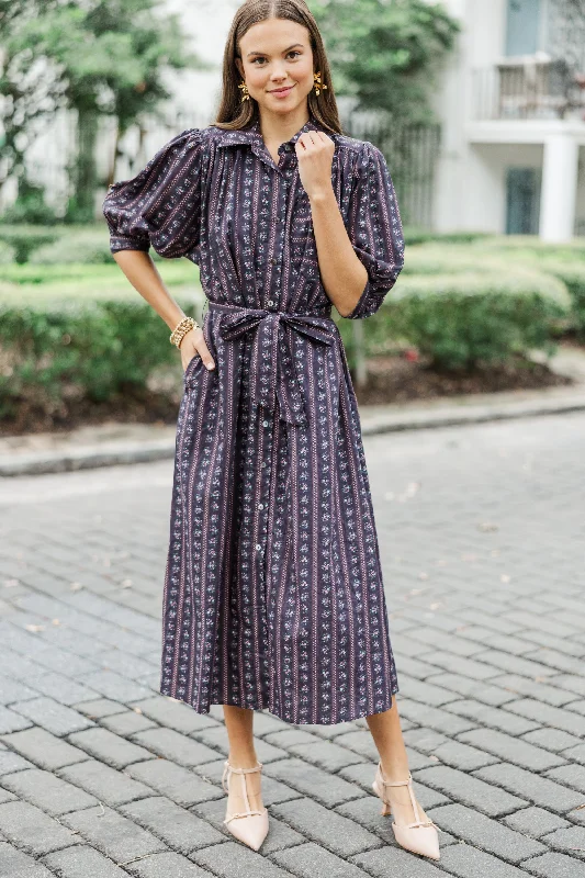 Buy More, Save More!It Was All A Dream Espresso Brown Ditsy Floral Midi Dress