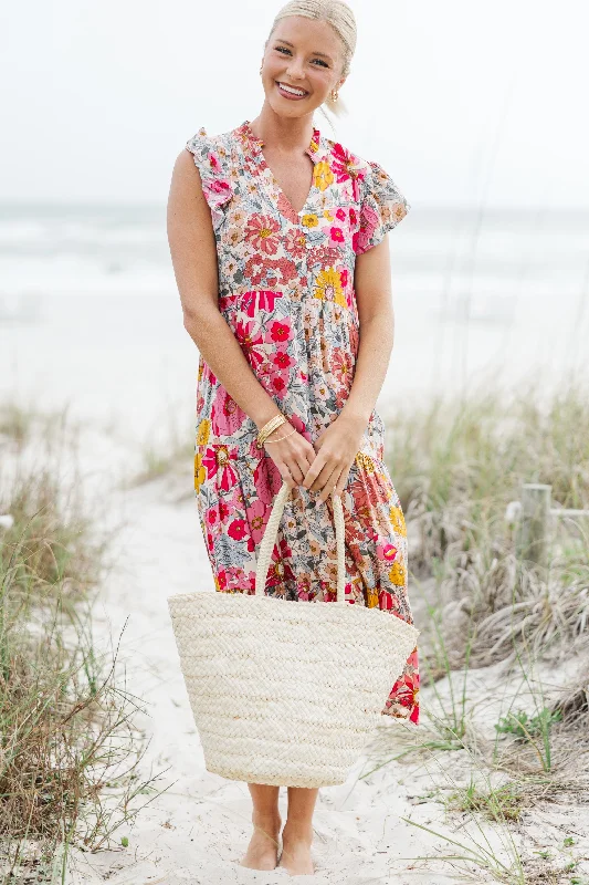 Your Best Deals Are Here!It's Another Day Pink Floral Midi Dress