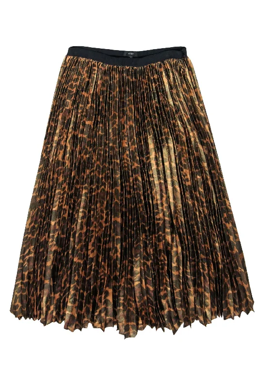 Every Deal is a Steal!J.Crew - Bronze Metallic Leopard Print Accordion Pleated Maxi Skirt Sz 6 Every Deal is a Steal!J.Crew - Bronze Metallic Leopard Print Accordion Pleated Maxi Skirt Sz 6