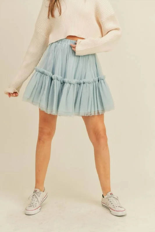 Today’s Deals, Tomorrow’s Regrets!Jaylani Tulle Mini Skirt In Dusty Blue