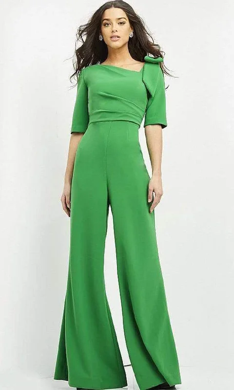 Unlock Huge Savings Now!Jovani - 04284 Bow Shoulder Asymmetric Jumpsuit