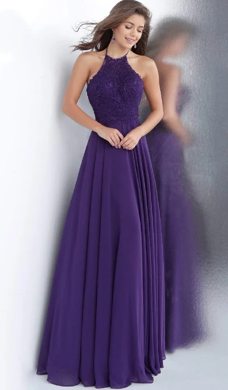 Huge Price Cuts Await!JVN by Jovani - JVN64114 Embroidered Halter Neck A-line Dress Huge Price Cuts Await!JVN by Jovani - JVN64114 Embroidered Halter Neck A-line Dress