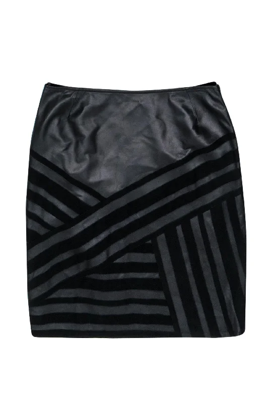 Limited-Time Price Drop!Lafayette 148 - Black Leather Pencil Skirt w/ Striped Trim Sz 4 Limited-Time Price Drop!Lafayette 148 - Black Leather Pencil Skirt w/ Striped Trim Sz 4