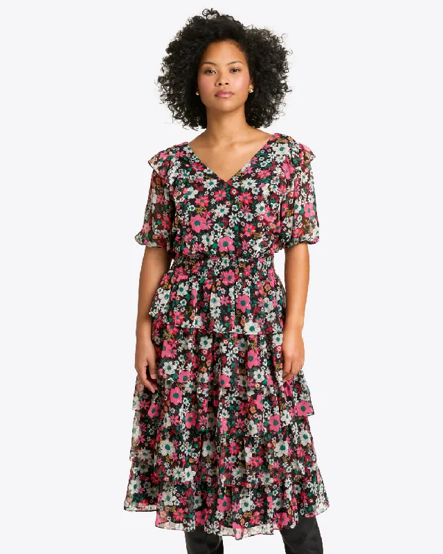 Your Favorite Sale is Back!Leah Tiered Ruffle Midi Dress in Amaryllis Fil Coupe