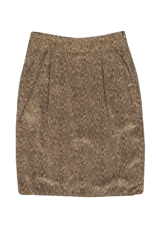 Hottest Discounts of the Year!Linda Allard for Ellen Tracy - Vintage Tan & Black Printed Silk Skirt Sz 8P Hottest Discounts of the Year!Linda Allard for Ellen Tracy - Vintage Tan & Black Printed Silk Skirt Sz 8P