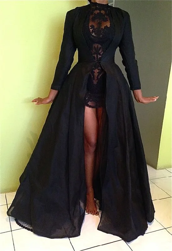 Score Big Savings Today!Long Sleeves Short Lace Skirt and Satin Shawl Coat Evening Dress Prom Gown cg19800 Score Big Savings Today!Long Sleeves Short Lace Skirt and Satin Shawl Coat Evening Dress Prom Gown cg19800