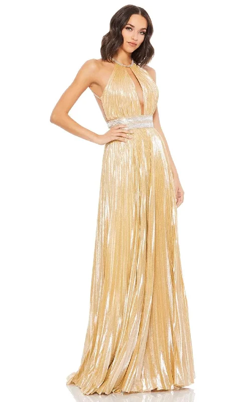 The Best Offers Are Here!Mac Duggal 30722 - Pleated Shiny Halter A-line Gown