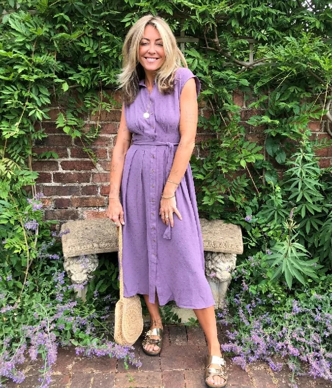 Unbeatable Prices!Lilac Shirt Midi Dress
