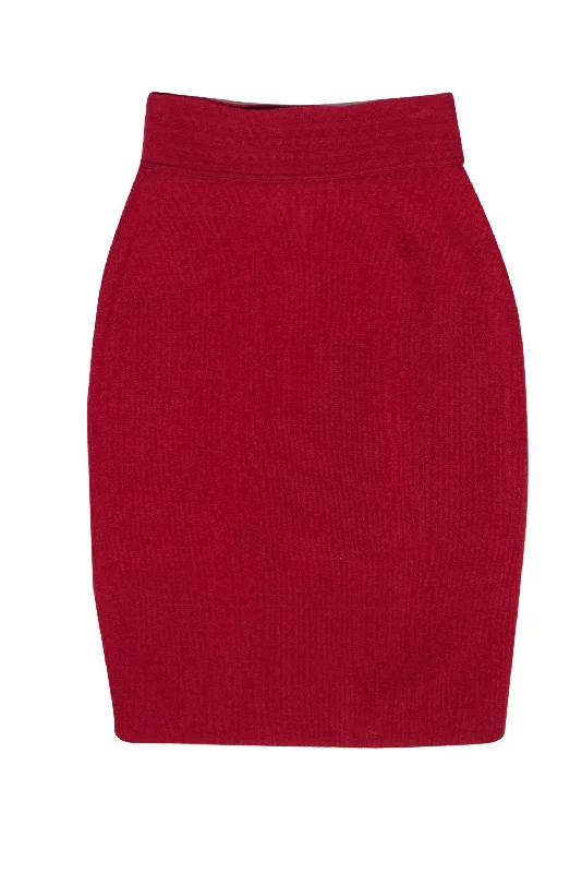 Unlock Huge Savings Now!Max Mara - Red Wool Knit Pencil Skirt Sz L