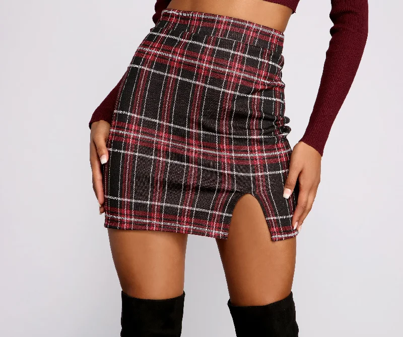 Your Favorite Items on Sale Now!Moment In Plaid High Waist Mini Skirt