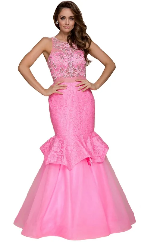 Shop Smart, Save Big!Nox Anabel - 8284 Beaded Illusion Halter Mermaid Dress