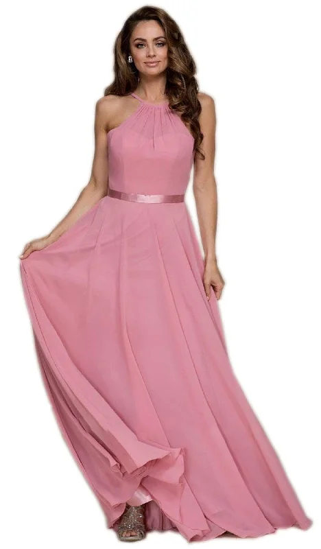 Save More Than Ever!Nox Anabel - Y102 Halter Strap Lace Up Chiffon Evening Gown