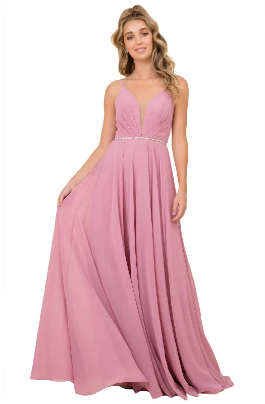 Shop Today, Save Tomorrow!Nox Anabel - R416 Lace-up Open Back Beaded Waist A-Line Prom Dress Shop Today, Save Tomorrow!Nox Anabel - R416 Lace-up Open Back Beaded Waist A-Line Prom Dress