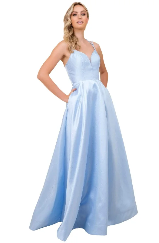 Your Best Deals Are Here!Nox Anabel - T406 Strappy Open Back Sleeveless Satin A-Line Gown Your Best Deals Are Here!Nox Anabel - T406 Strappy Open Back Sleeveless Satin A-Line Gown