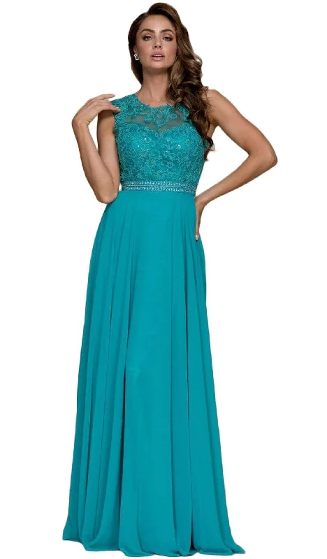 Your Exclusive Offer Awaits!Nox Anabel - Y101 Sleeveless Illusion Jewel Ornate Lace Gown Your Exclusive Offer Awaits!Nox Anabel - Y101 Sleeveless Illusion Jewel Ornate Lace Gown