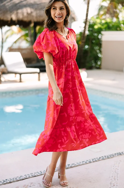 Your Favorite Sale is Back!Odds Are In Your Favor Red Floral Midi Dress