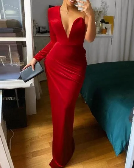 Buy One, Get One Free!One Shoulder Ruched Party Dress Prom Dress    cg19759