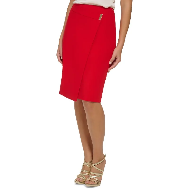 Find Your Perfect Deal Today!Petites Womens Asymmetric Midi Pencil Skirt